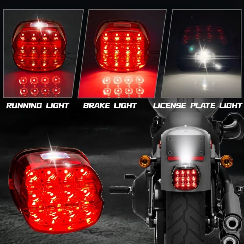 HAZAWA Layback LED Tail Lamp Rear Brake Light Taillights Assembly Compatible with Harley Davidson Sportster 883 1200 Dyna Road King Electra Glide Softail Street Glide Touring(Red) - Image 3